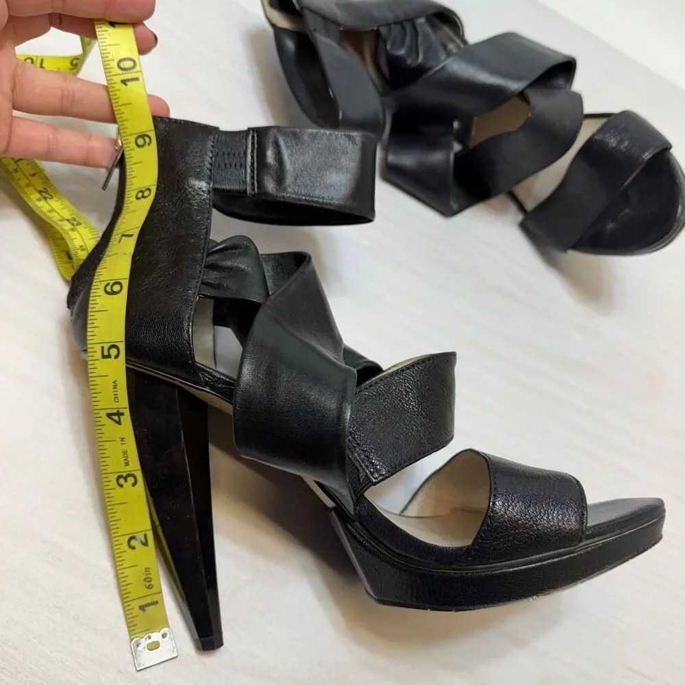 MICHAEL MICHAEL KORS Jennings Black Leather Platform High Heel‎ Sandals 9M